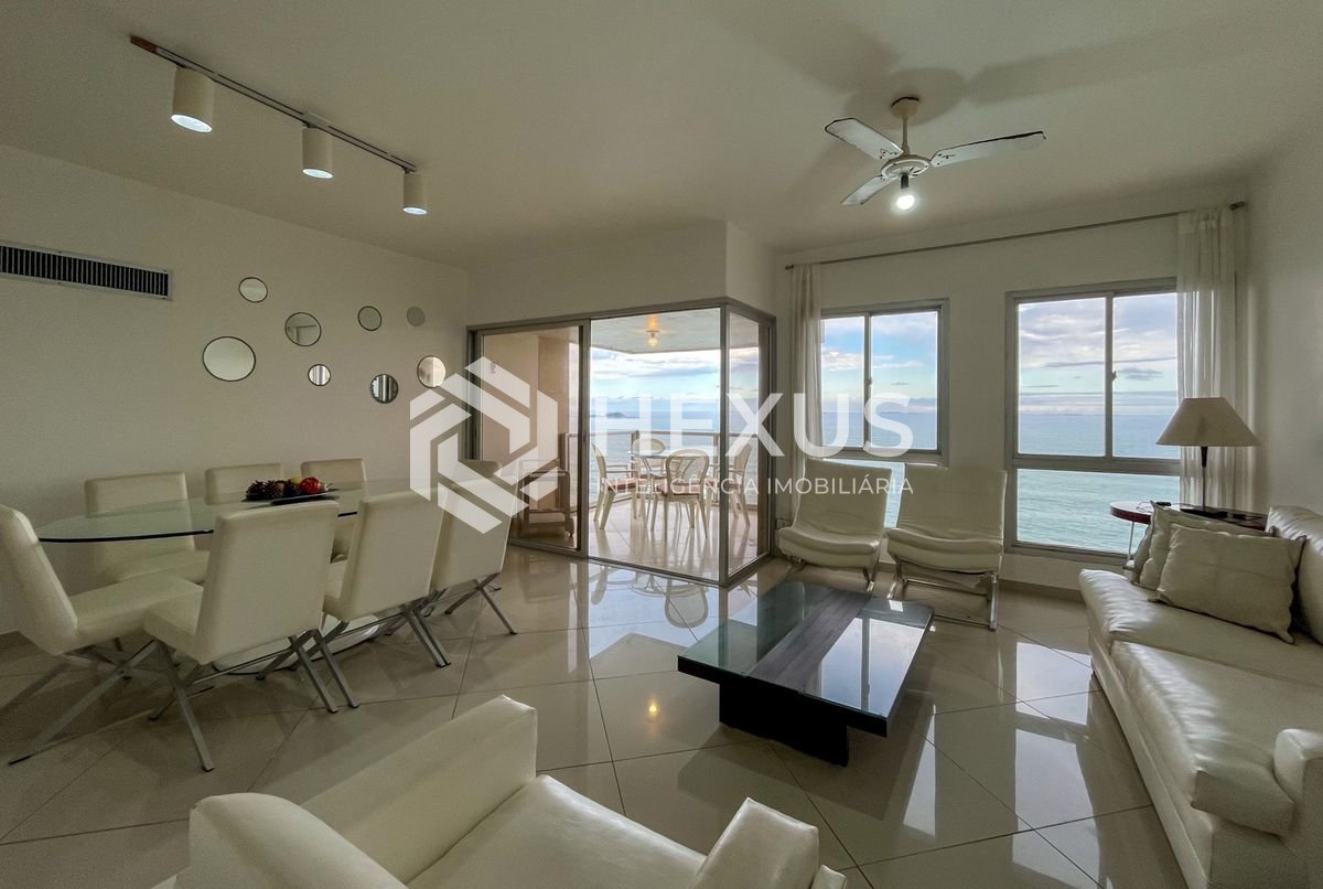 Foto 4 de Apartamento frente mar com varanda vista mar e lazer nas Pitangueiras, Guarujá