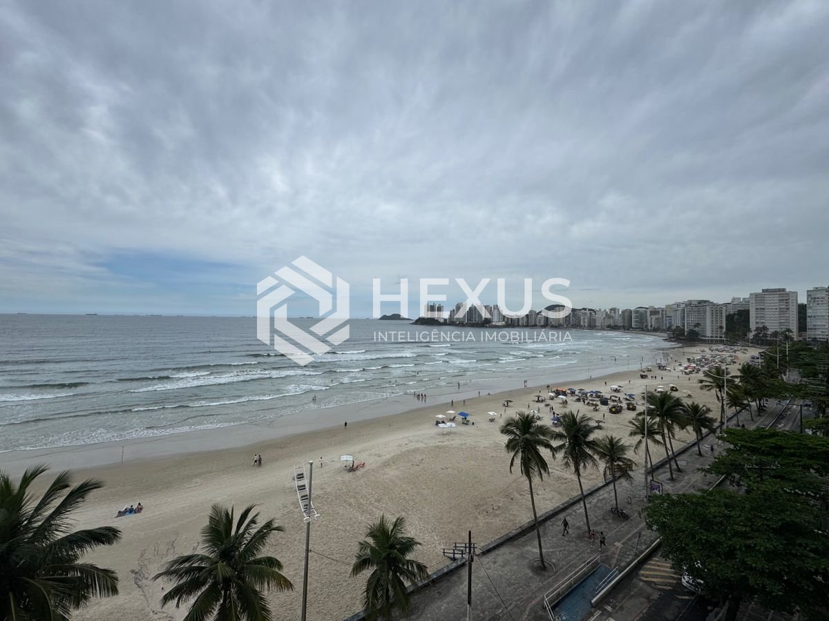 Foto 3 de Apartamento frente mar com varanda vista mar nas Pitangueiras, Guarujá