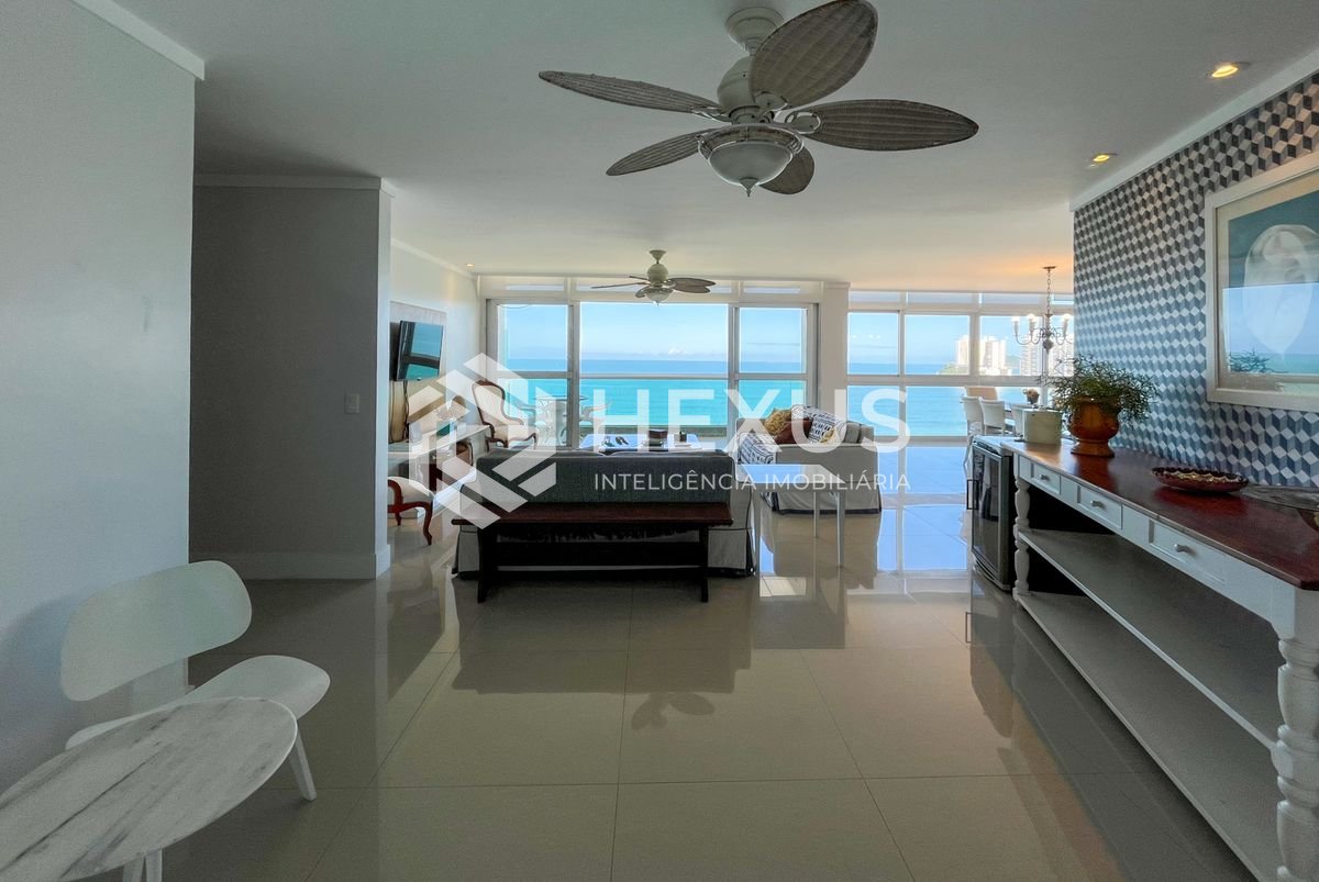 Foto 3 de Apartamento frente mar com varanda vista mar e lazer nas Pitangueiras, Guarujá