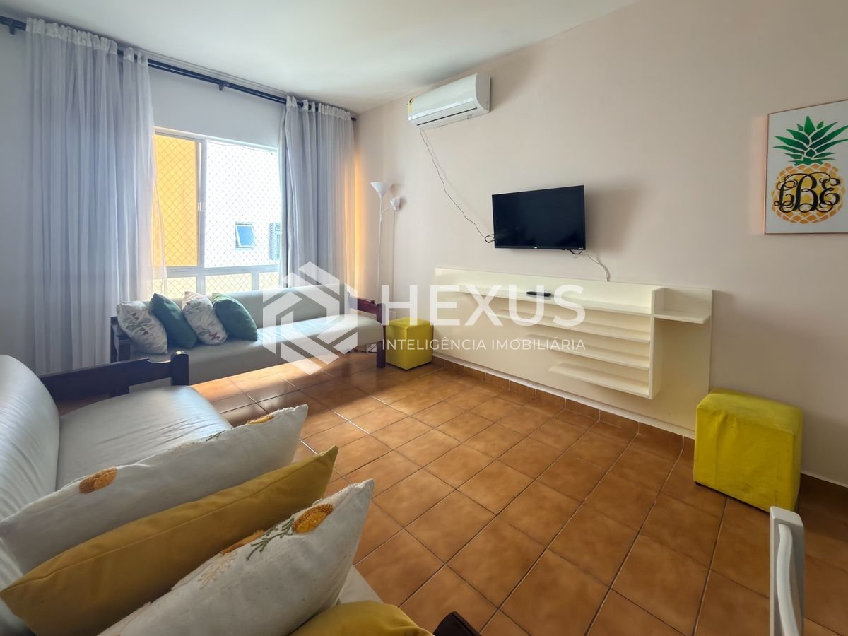 Apartamento com vista mar e lazer a 150m da praia nas Pitangueiras, Guarujá