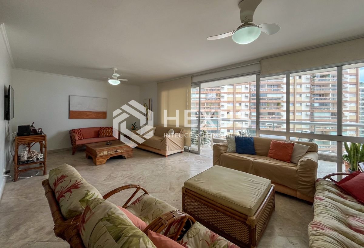 Foto 4 de Apartamento frente mar com varanda vista mar e lazer nas Pitangueiras, Guarujá