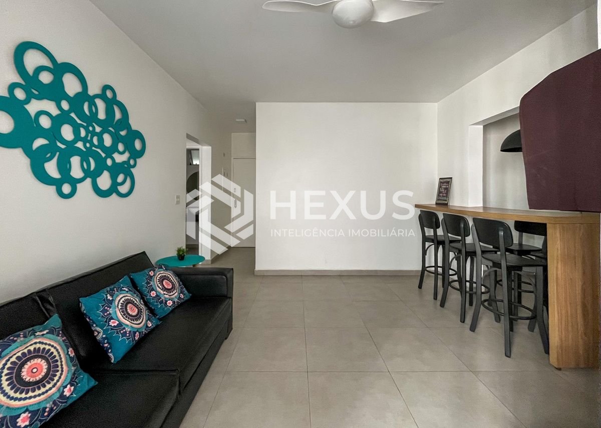 Foto 3 de Apartamento com varanda vista mar e lazer a 1 quadra da praia na região da Barra Funda nas Pitangueiras, Guarujá