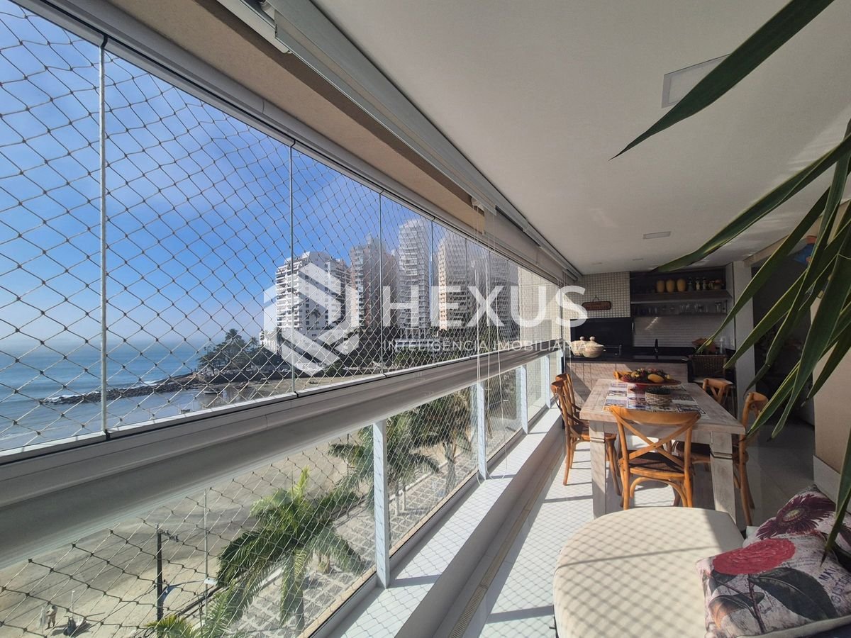 Foto 5 de Apartamento frente mar com varanda gourmet vista mar e lazer no Jardim Astúrias, Guarujá