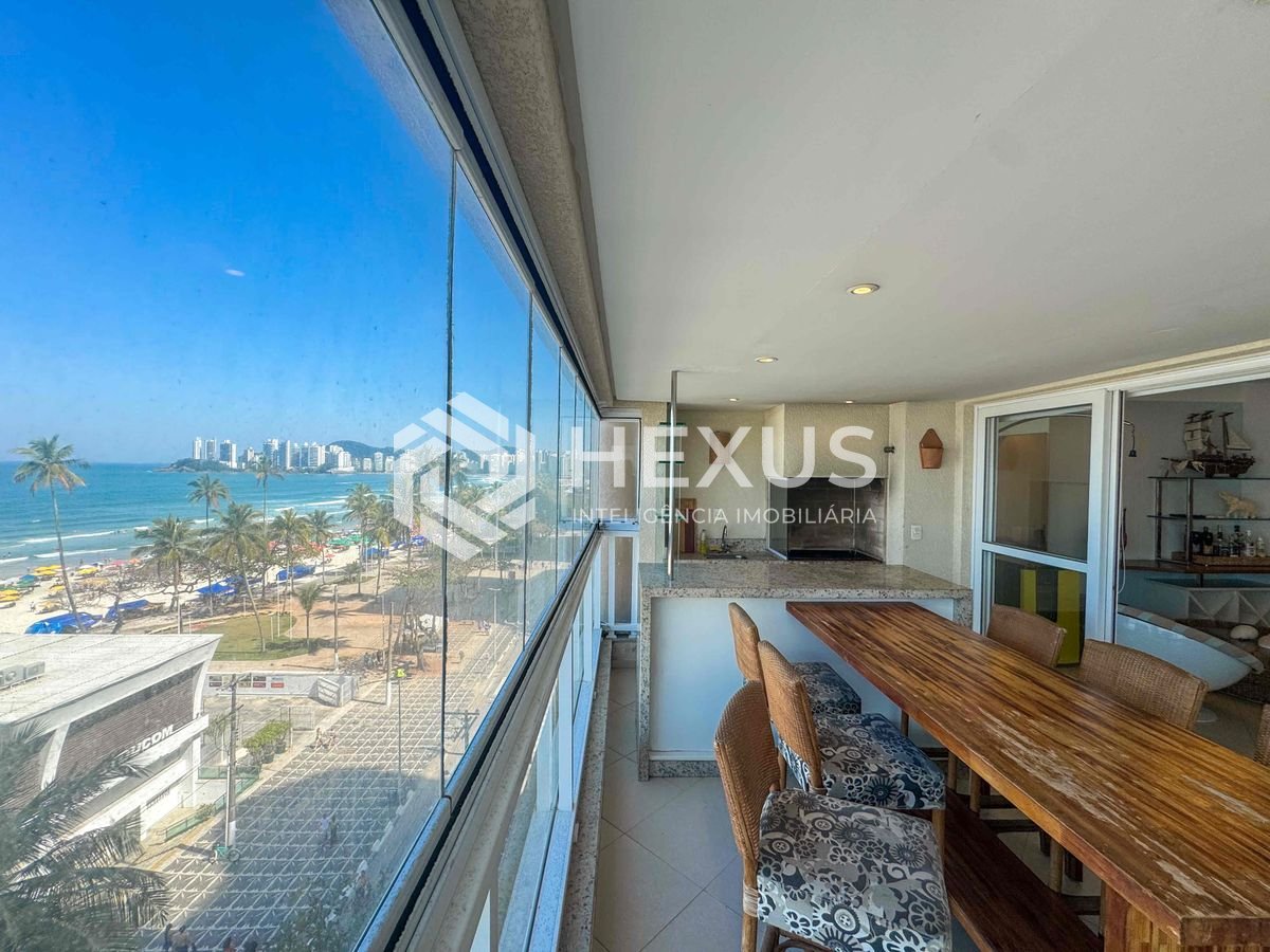 Foto 5 de Apartamento frente mar reformado com varanda gourmet vista mar e lazer na Praia das Pitangueiras, Guaruja
