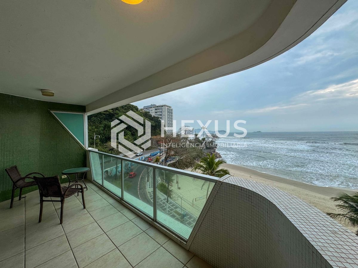 Foto 3 de Apartamento frente mar com varanda vista mar e lazer na Praia das Asturias, Guaruja