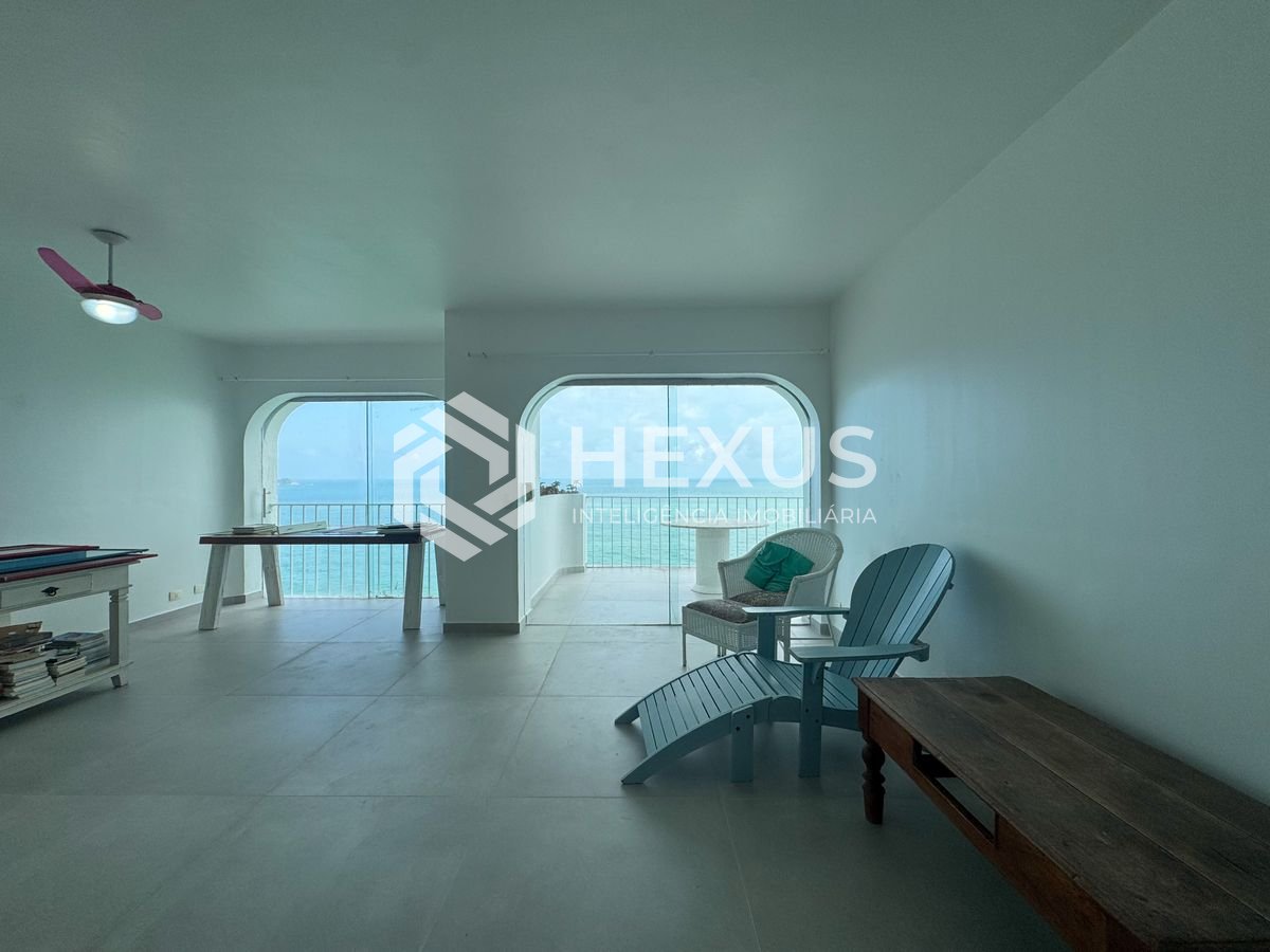 Foto 4 de Apartamento frente mar com varanda e vista mar na Praia das Pitangueiras, Guaruja