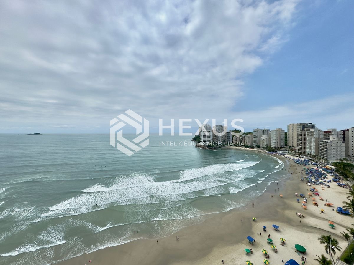 Foto 3 de Apartamento frente mar com varanda vista mar e lazer na beira mar da Praia das Astúrias, Guarujá-SP.