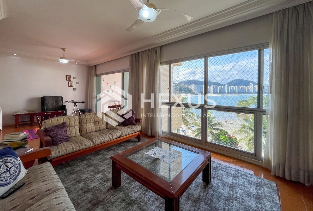 Foto 4 de Apartamento frente mar com varanda vista mar e lazer no Jardim Astúrias, Guarujá