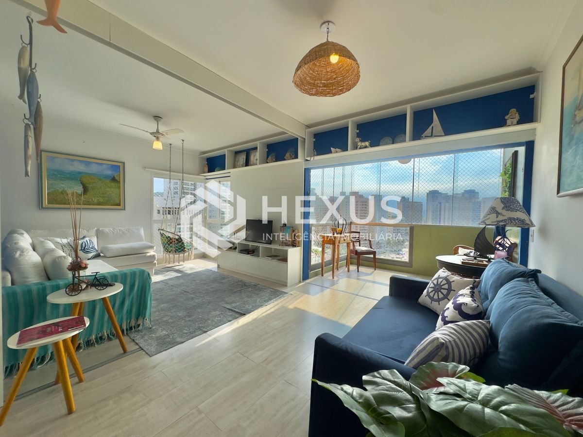 Foto 3 de Apartamento frente mar reformado com varanda vista mar e lazer no Jardim Astúrias, Guarujá