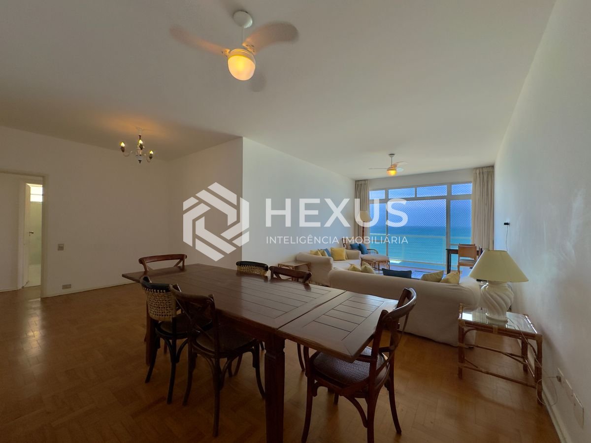 Foto 4 de Apartamento frente mar com varanda vista mar nas Pitangueiras, Guarujá