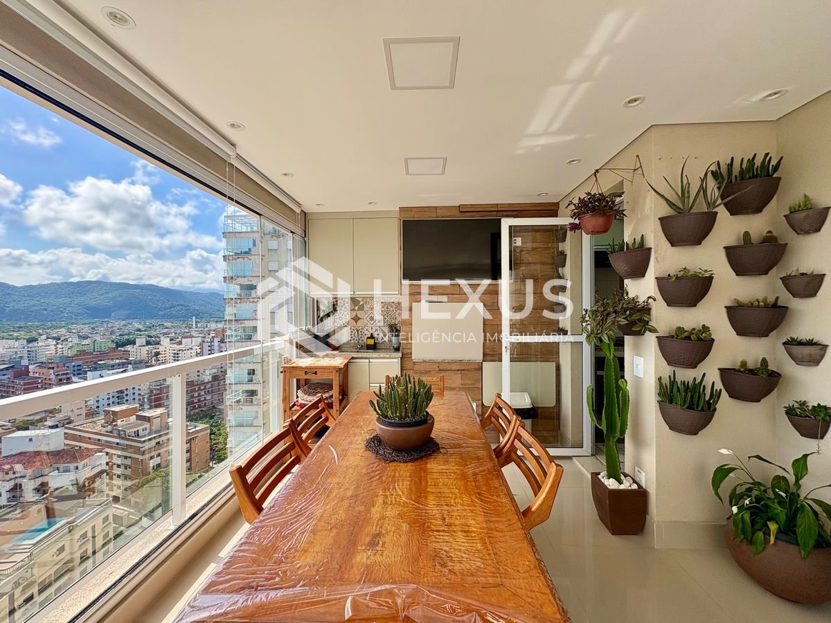 Foto 5 de Apartamento com varanda gourmet vista mar e lazer na Enseada, Guarujá