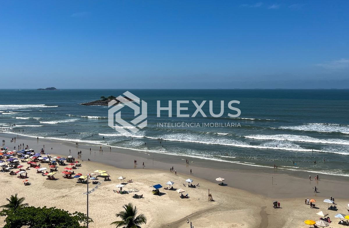 Foto 2 de Apartamento frente mar com varanda vista mar e lazer na Praia das Pitangueiras, Guarujá
