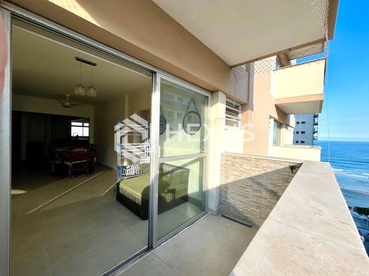 Foto 2 de Apartamento com varanda vista mar na beira mar da praia nas Pitangueiras, Guarujá