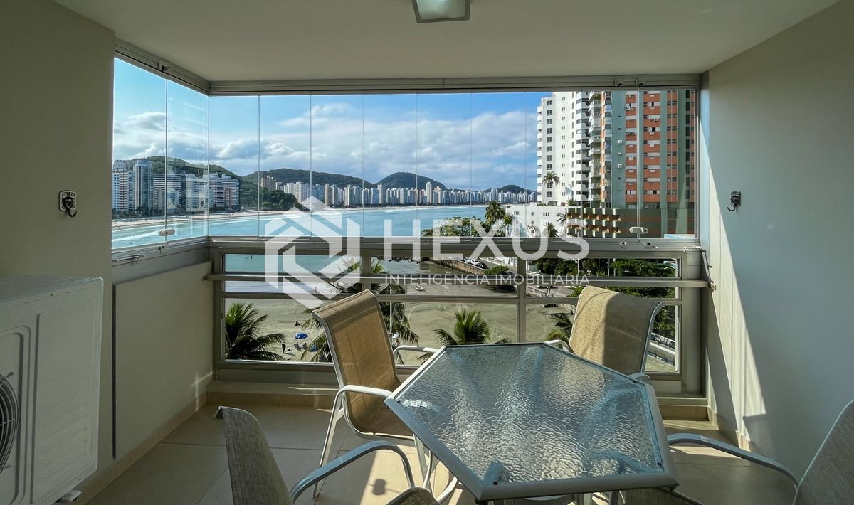 Foto 5 de Apartamento reformado frente mar com varanda vista mar e lazer no Jardim Astúrias, Guarujá