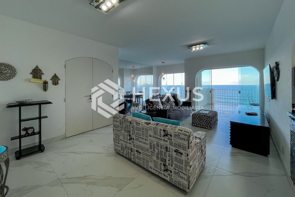 Foto 4 de Apartamento frente mar com varanda vista mar nas Pitangueiras, Guarujá