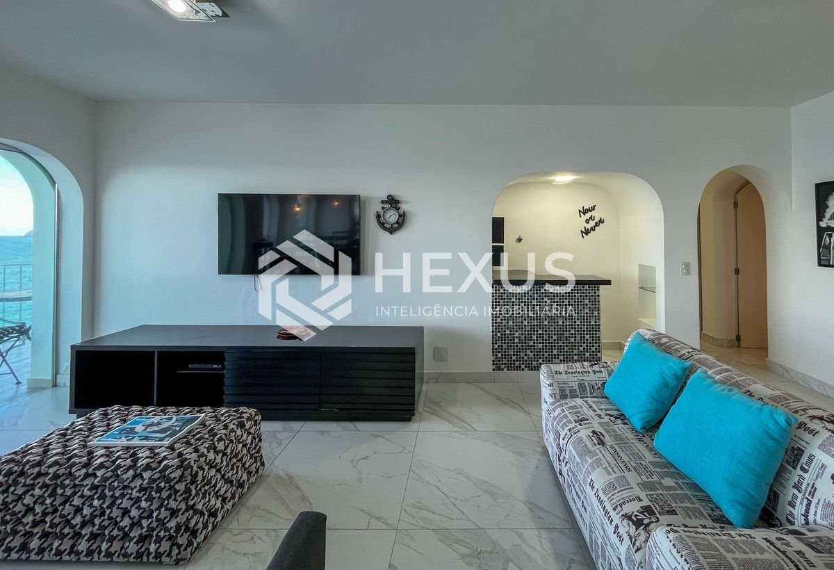 Foto 5 de Apartamento frente mar com varanda vista mar nas Pitangueiras, Guarujá