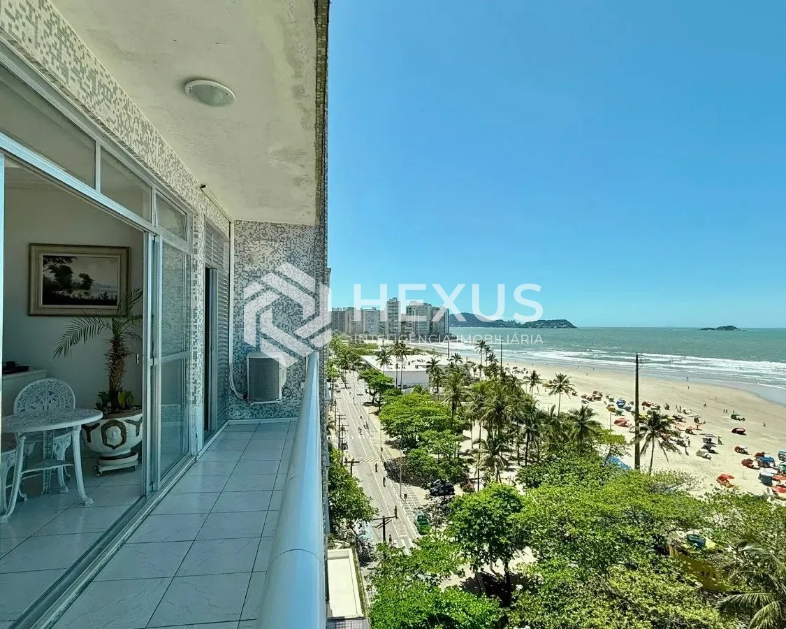 Foto 2 de Apartamento frente mar com varanda vista mar nas Pitangueiras, Guarujá