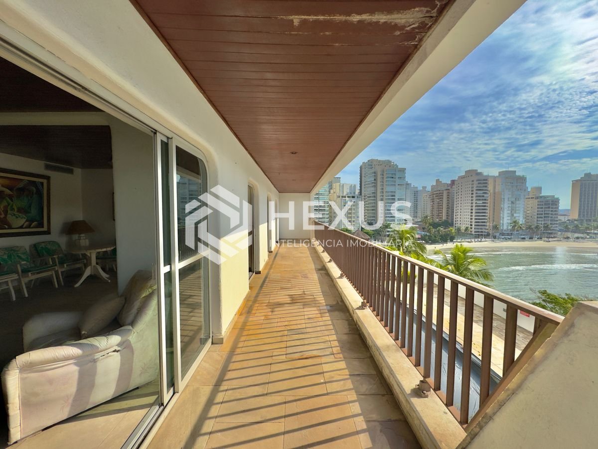 Foto 3 de Apartamento frente mar com varanda vista mar e lazer no Jardim Astúrias, Guarujá