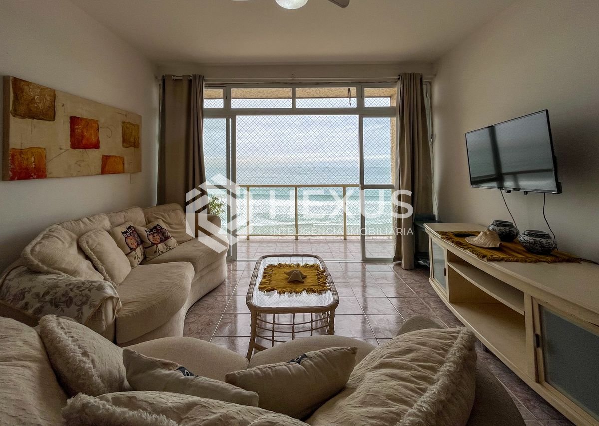 Foto 5 de Apartamento frente mar com varanda vista mar nas Pitangueiras, Guarujá