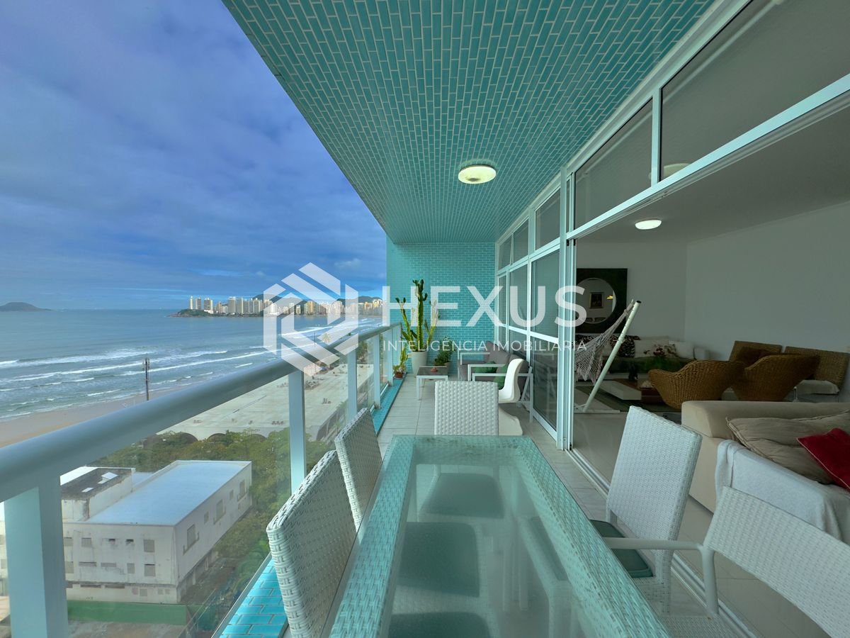 Foto 5 de Apartamento frente mar com varanda vista mar nas Pitangueiras, Guarujá