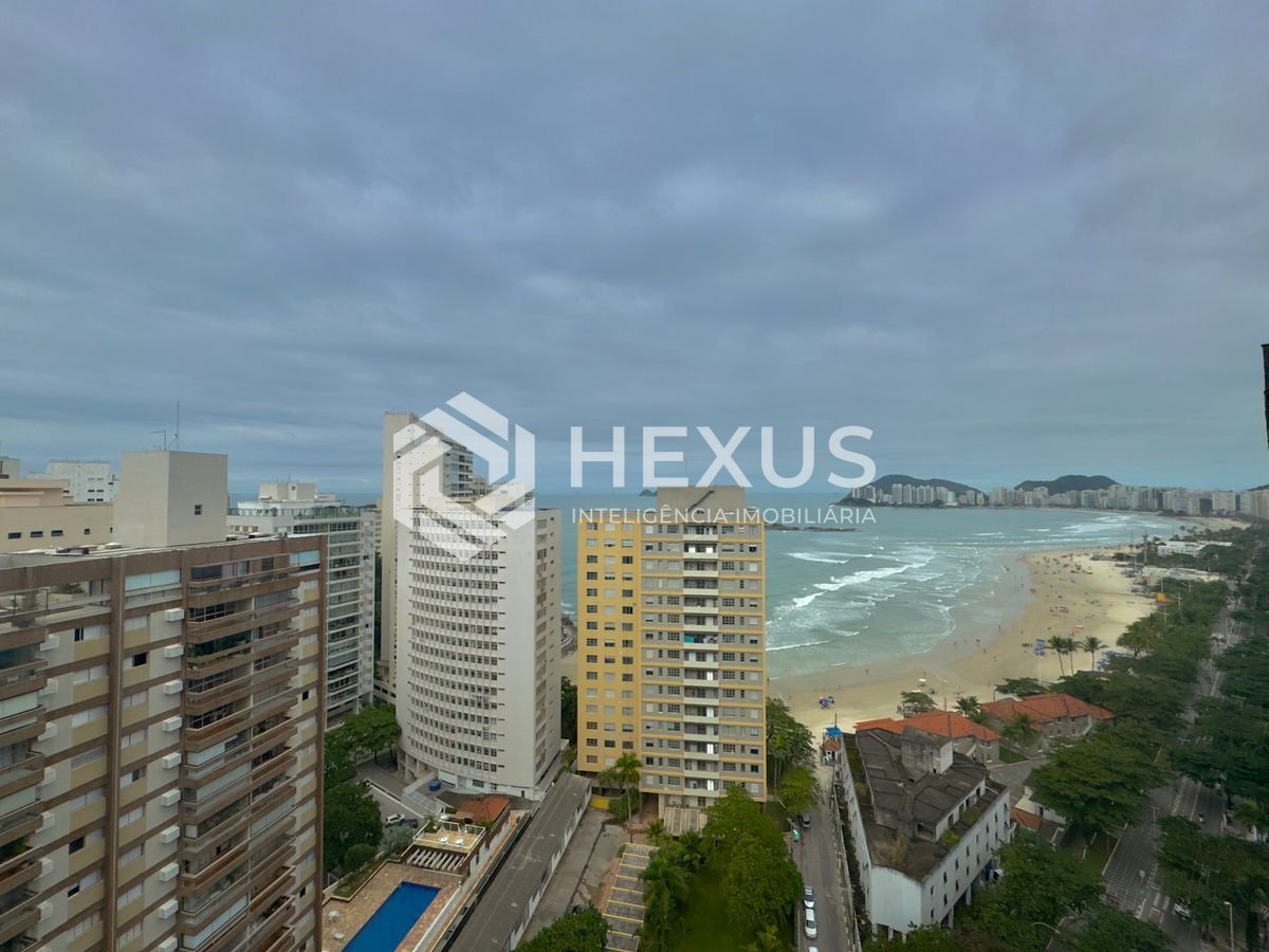 Foto 3 de Apartamento frente mar com varanda vista mar e lazer nas Pitangueiras, Guarujá