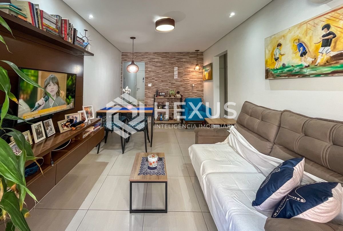 Foto 3 de Apartamento com varanda vista mar e lazer nas Pitangueiras, Guarujá