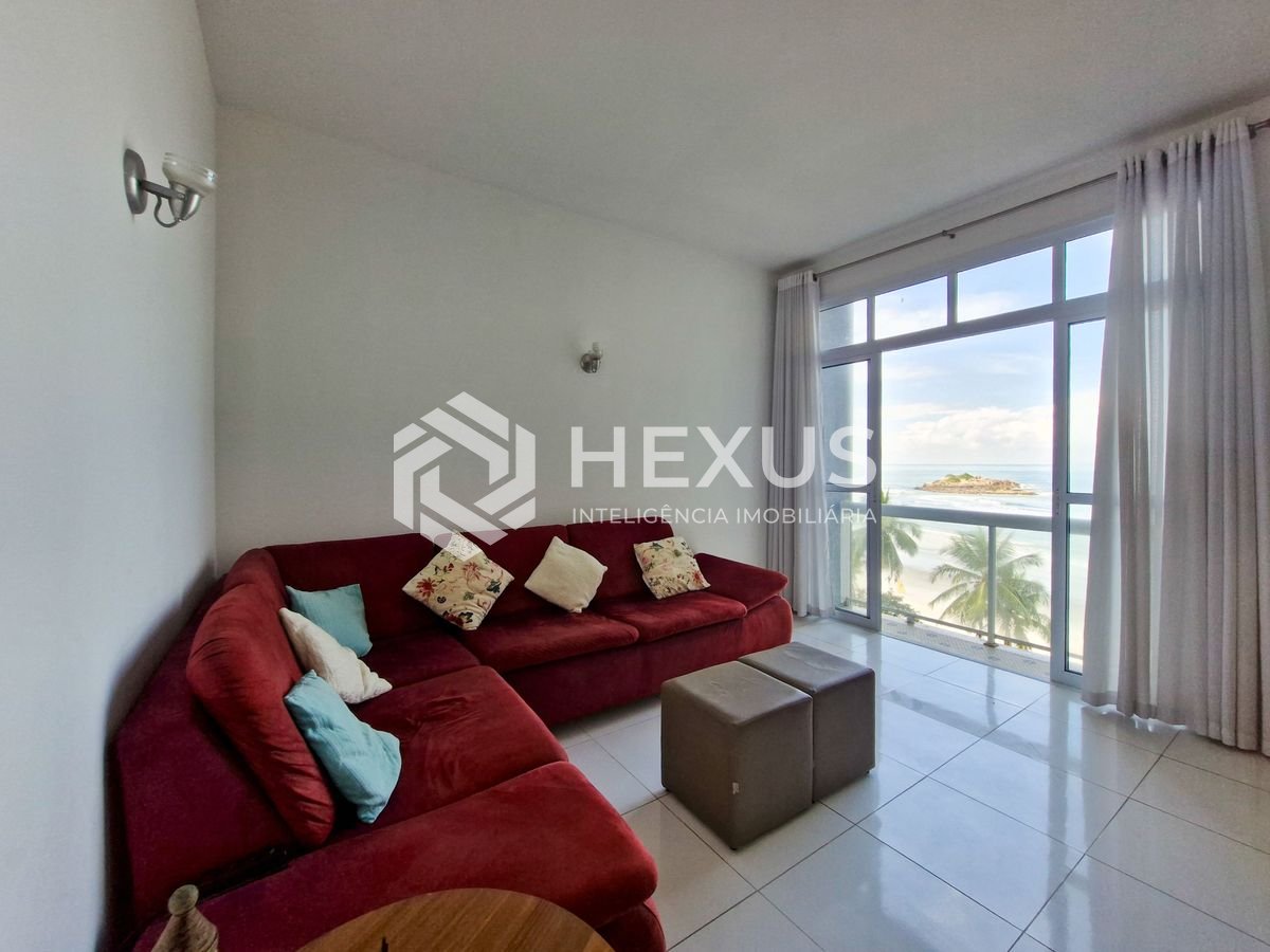 Foto 3 de Apartamento frente mar com varanda vista mar nas Pitangueiras, Guarujá