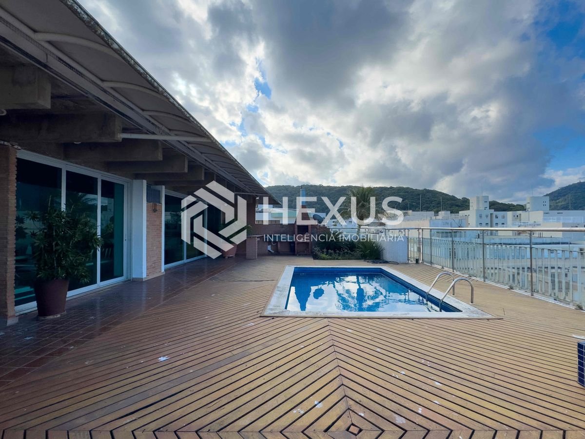 Foto 5 de Cobertura com piscina, churrasqueira, vista mar, quadra mar, Praia das Pitangueiras, 3 quartos (3 suítes), 2 vagas, Guarujá-SP | Hexus Inteligência Imobiliária