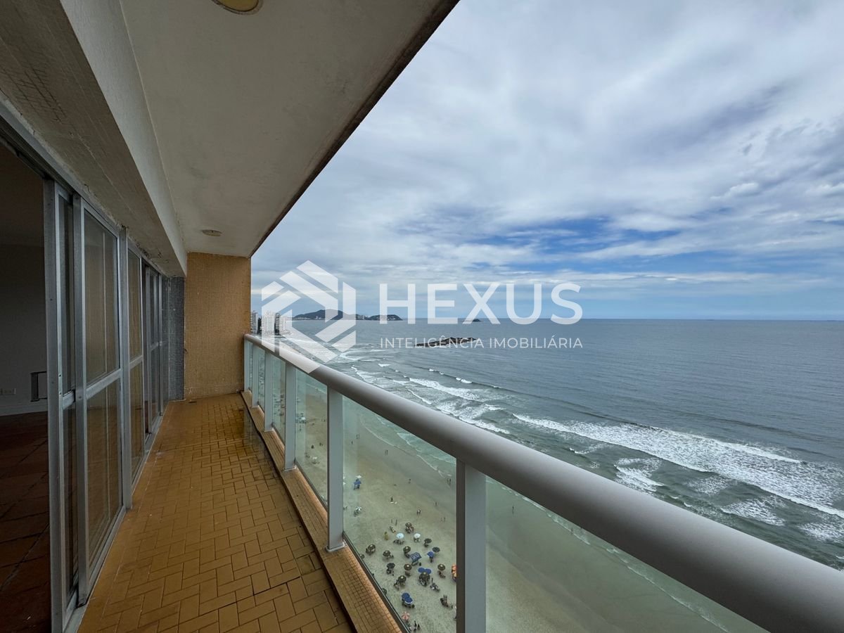 Apartamento frente mar com varanda vista mar nas Pitangueiras, Guarujá
