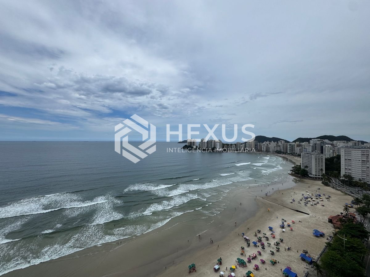 Foto 4 de Apartamento frente mar com varanda vista mar nas Pitangueiras, Guarujá