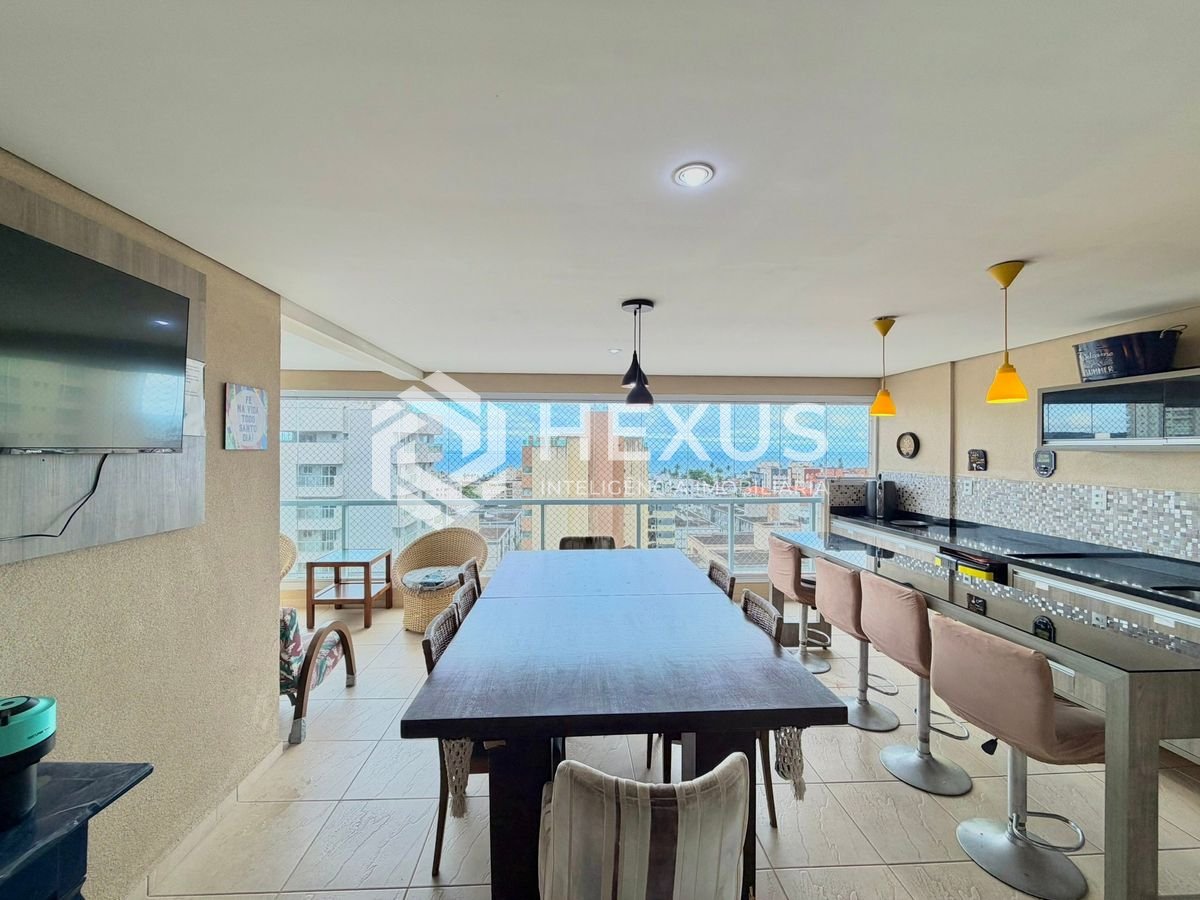 Apartamento com varanda gourmet vista mar e lazer na Enseada, Guarujá