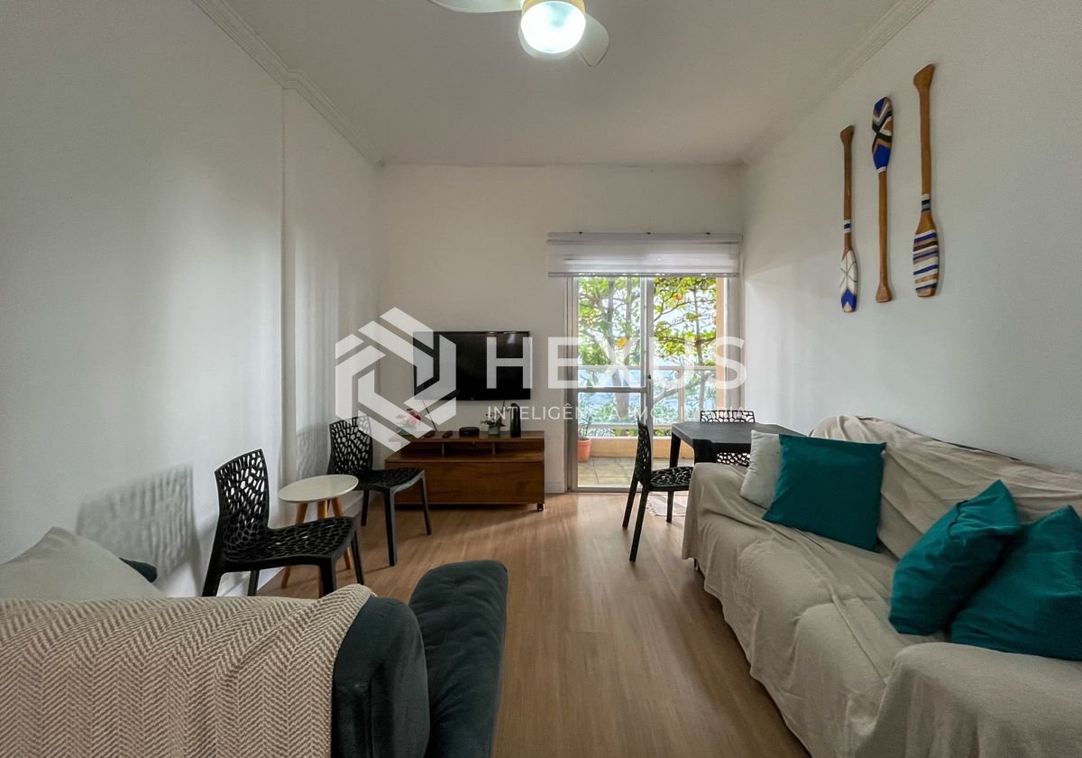 Foto 3 de Apartamento com varanda e lazer a 1 quadra da praia na região da Barra Funda nas Pitangueiras, Guarujá