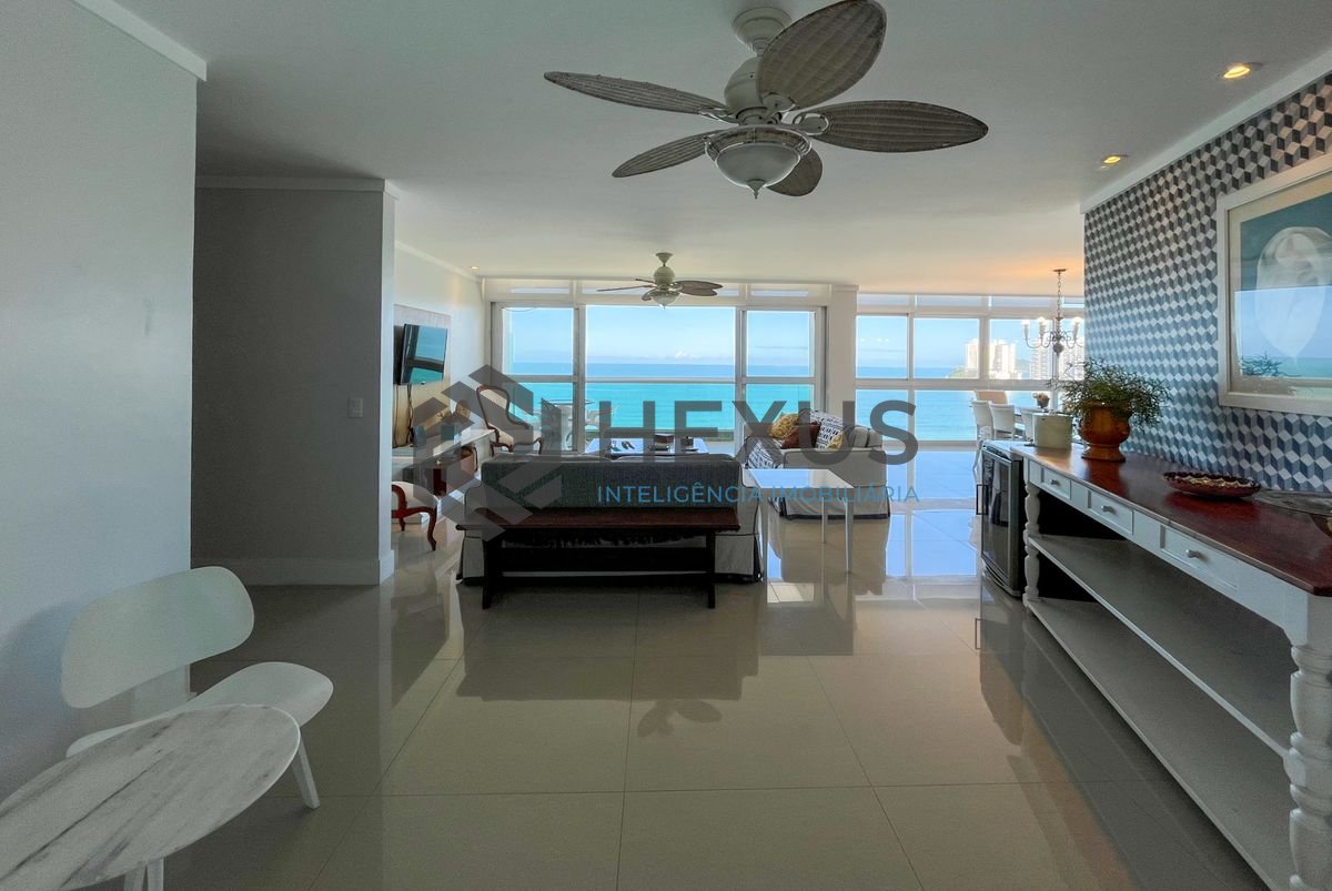 Foto 3 de Apartamento frente mar com varanda vista mar e lazer nas Pitangueiras, Guarujá