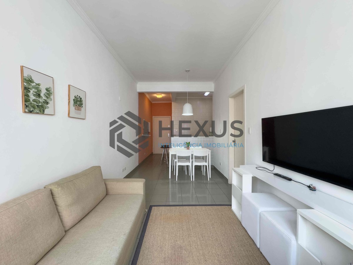 Foto 4 de Apartamento com vista livre a uma quadra da Praia das Pitangueiras de 1 quarto (1 suíte), Guarujá-SP.