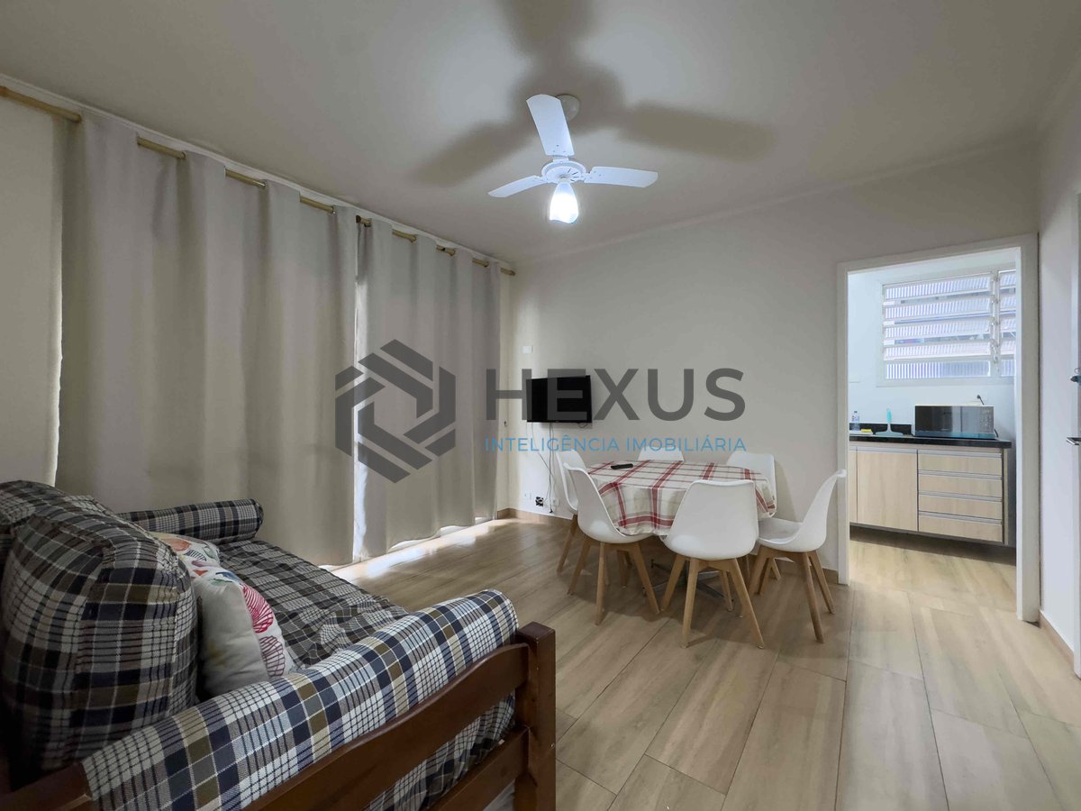 Foto 15 de Apartamento com varanda e vista livre a duas quadras da Praia das Pitangueiras, Guarujá-SP - 1 Quarto, 1 Vaga | Hexus Inteligência Imobiliária