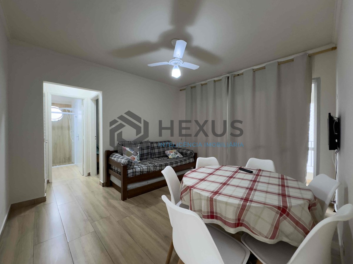 Foto 16 de Apartamento com varanda e vista livre a duas quadras da Praia das Pitangueiras, Guarujá-SP - 1 Quarto, 1 Vaga | Hexus Inteligência Imobiliária