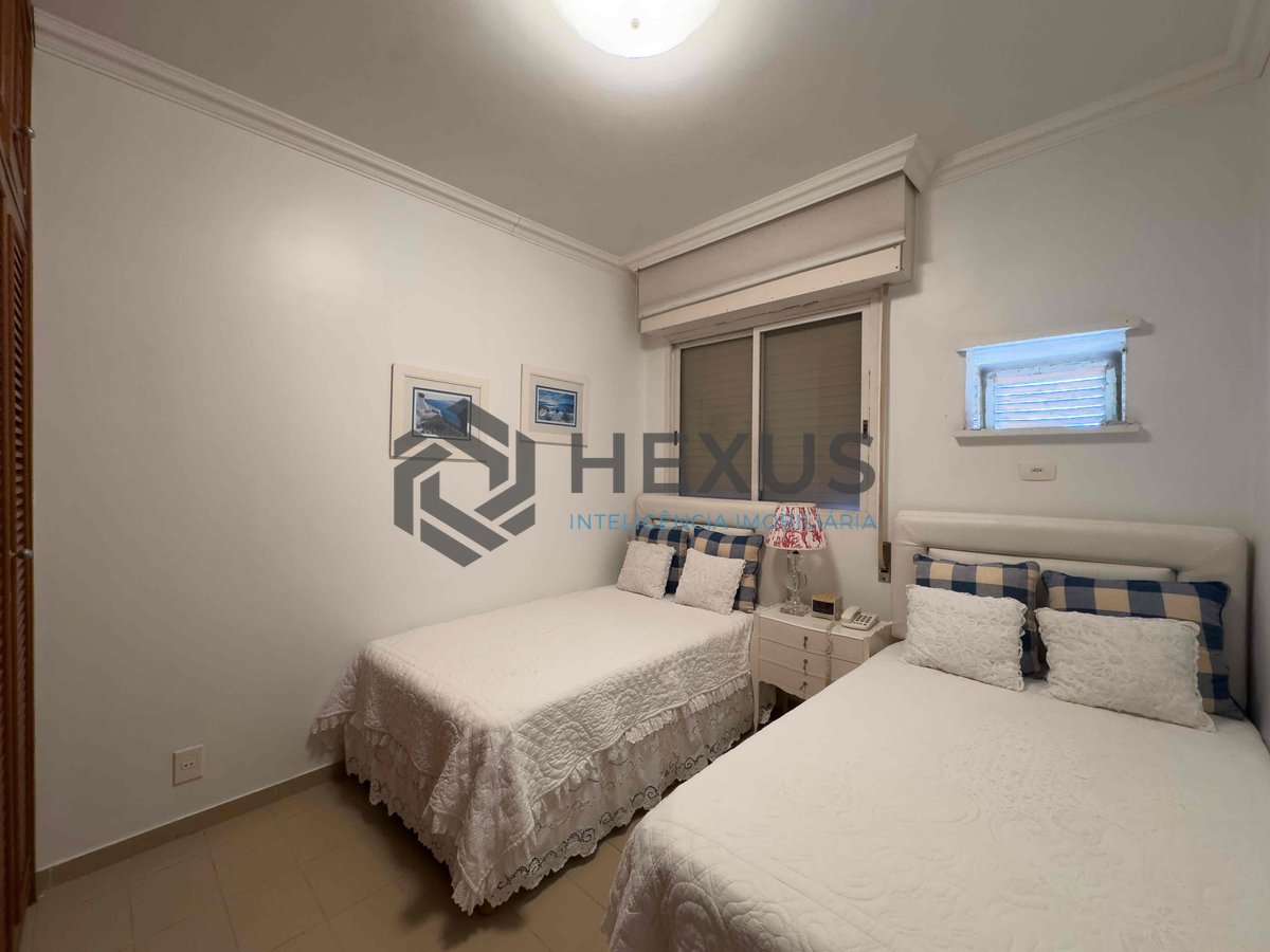 Foto 18 de Apartamento com varanda, vista mar, quadra mar, lazer, Praia das Pitangueiras, Guaruja | Hexus Inteligência Imobiliária