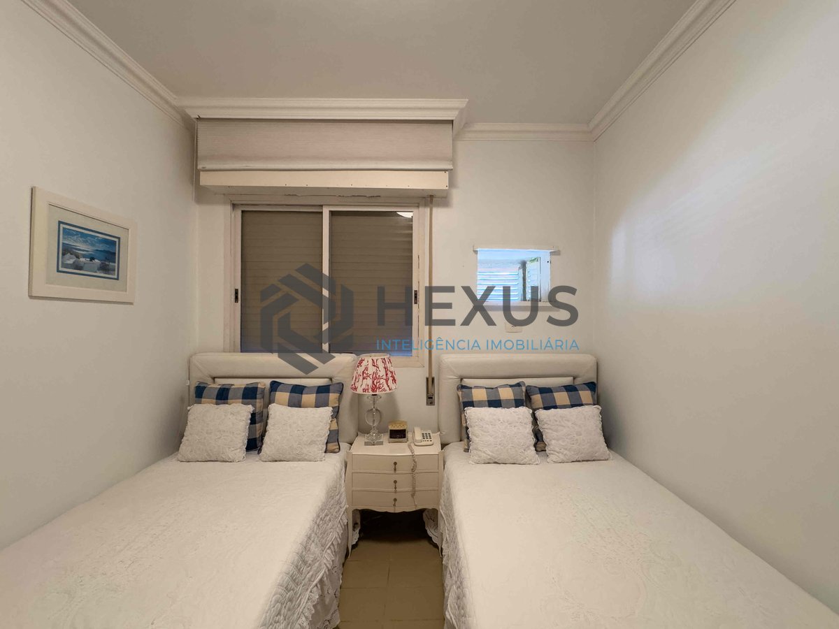 Foto 19 de Apartamento com varanda, vista mar, quadra mar, lazer, Praia das Pitangueiras, Guaruja | Hexus Inteligência Imobiliária