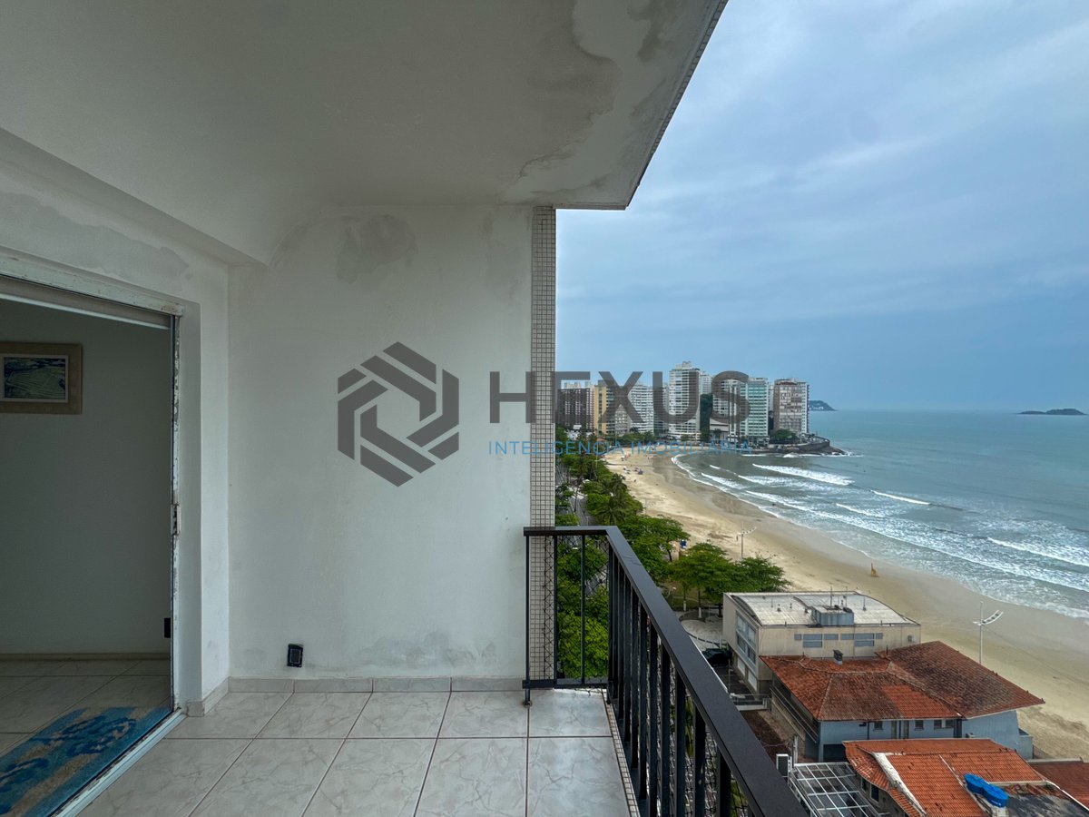 Foto 8 de Apartamento frente mar com varanda vista mar e lazer na Praia das Pitangueiras, Guaruja