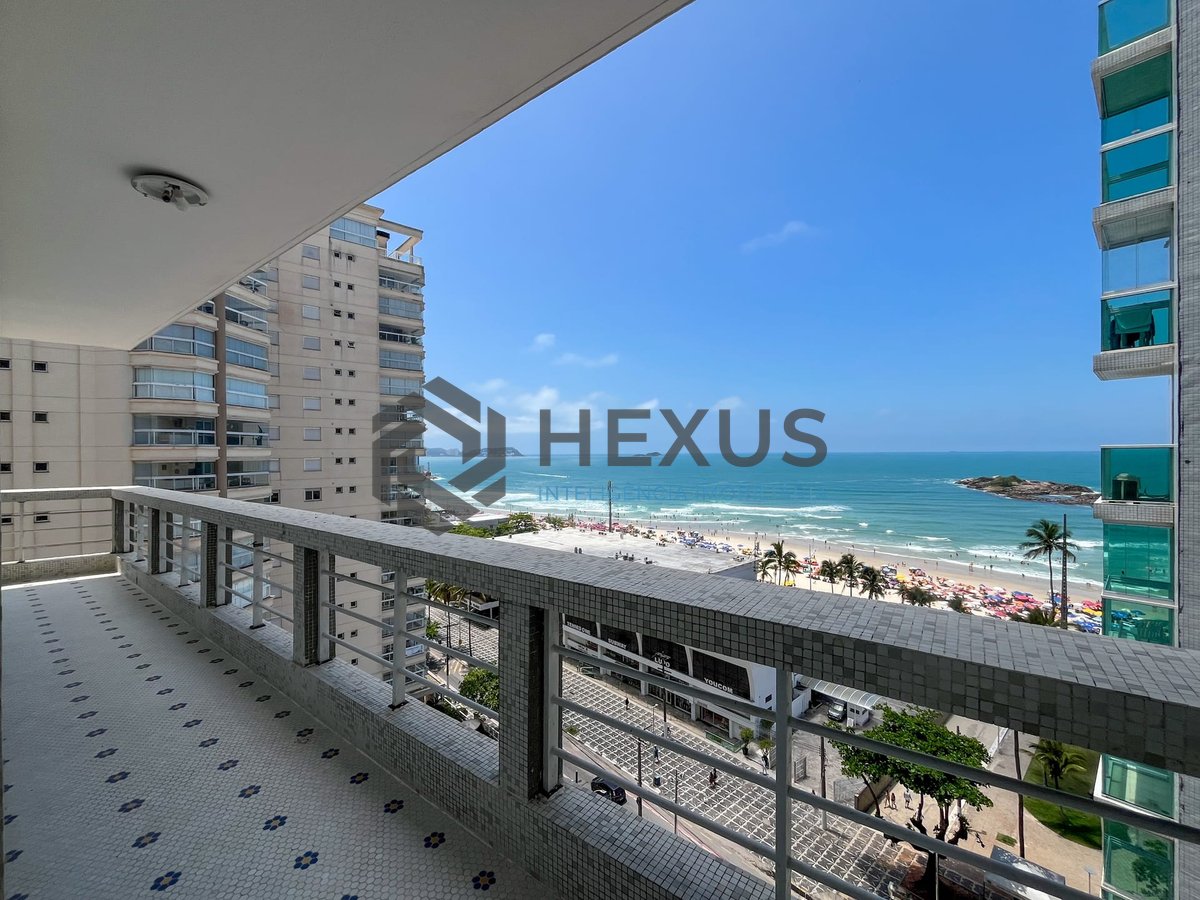 Foto 3 de Apartamento com varanda vista mar na beira mar da Praia das Pitangueiras, Guaruja