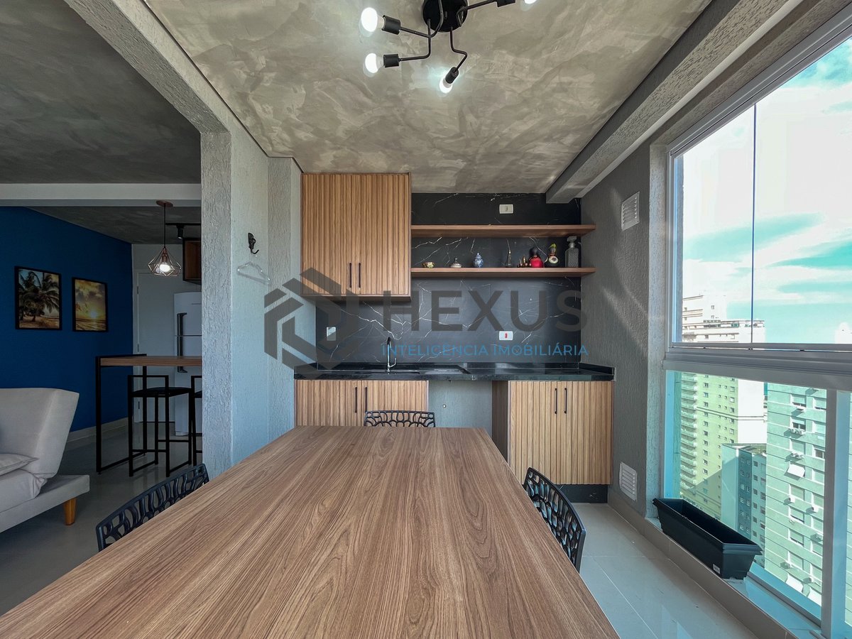 Foto 3 de Apartamento com varanda gourmet e lazer em prédio novo na Praia das Pitangueiras, Guaruja