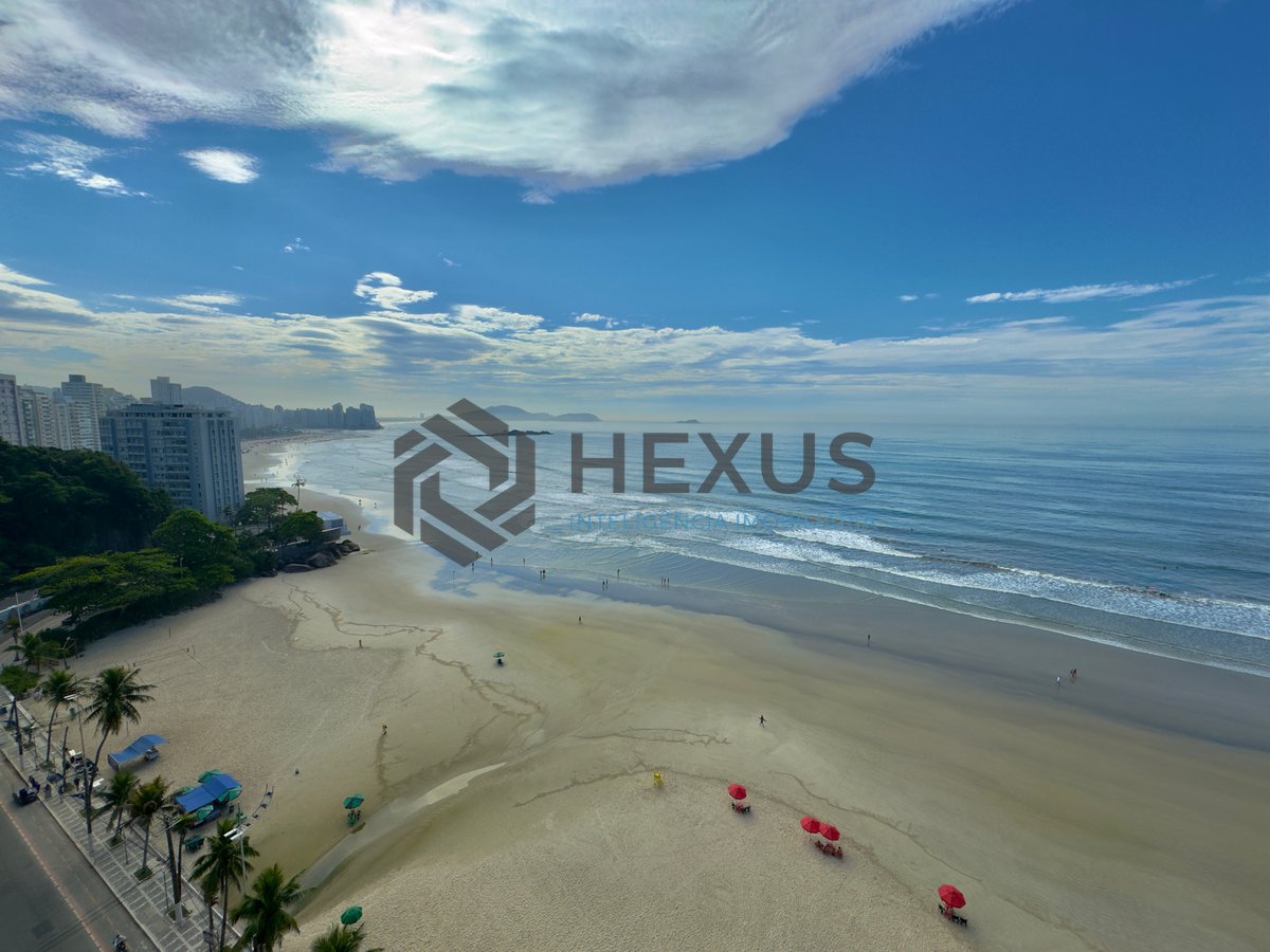 Foto 4 de Apartamento frente mar com varanda vista mar e lazer no Jardim Astúrias, Guarujá