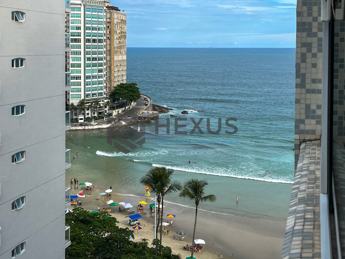 Foto 9 de Apartamento reformado com varanda vista mar na beira mar da Praia das Pitangueiras, Guaruja