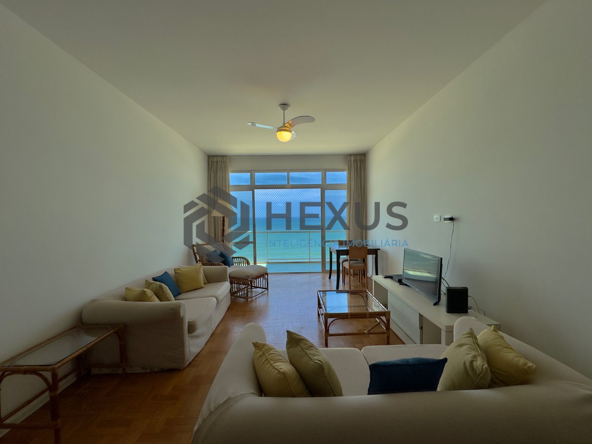Foto 3 de Apartamento frente mar com varanda vista mar nas Pitangueiras, Guarujá