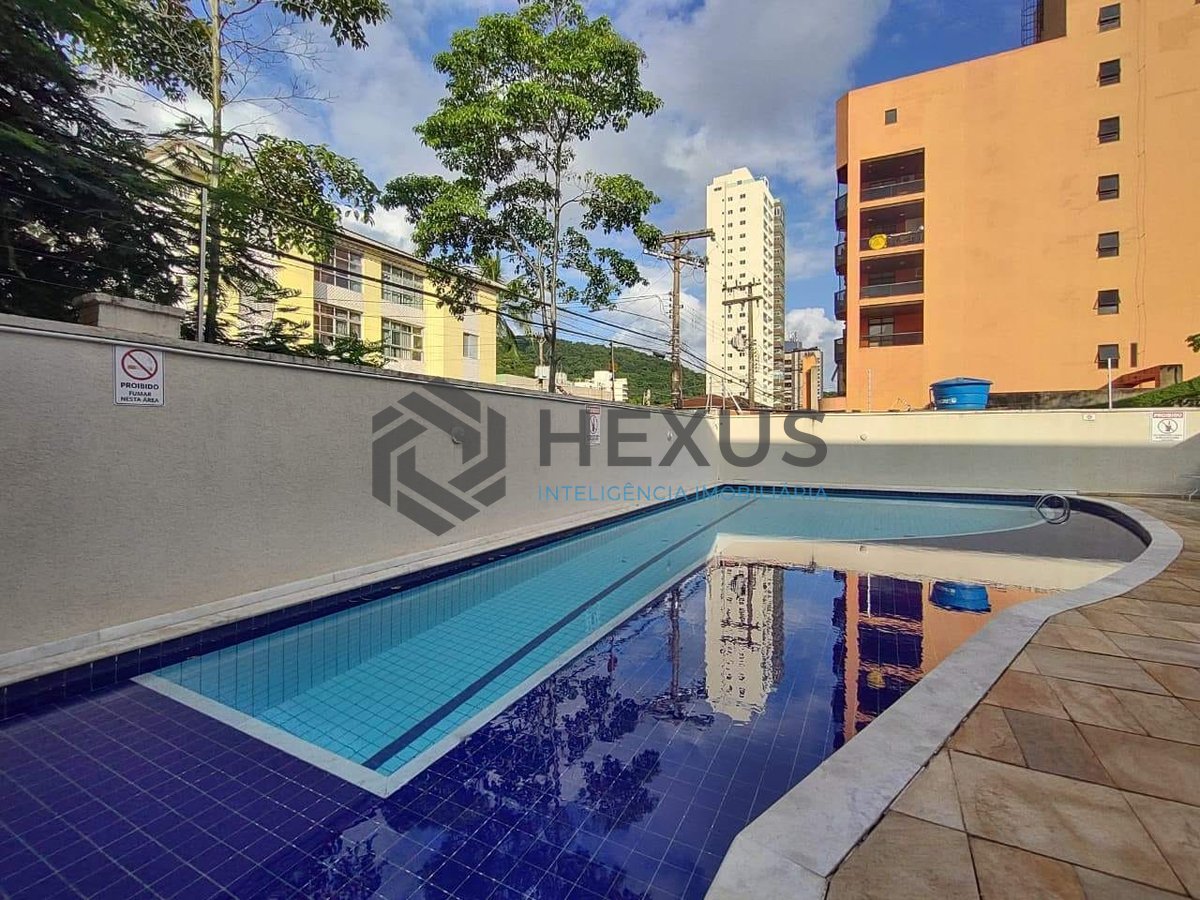 Foto 17 de Apartamento com varanda e lazer a 200m da praia na região do Tortugas na Enseada, Guarujá