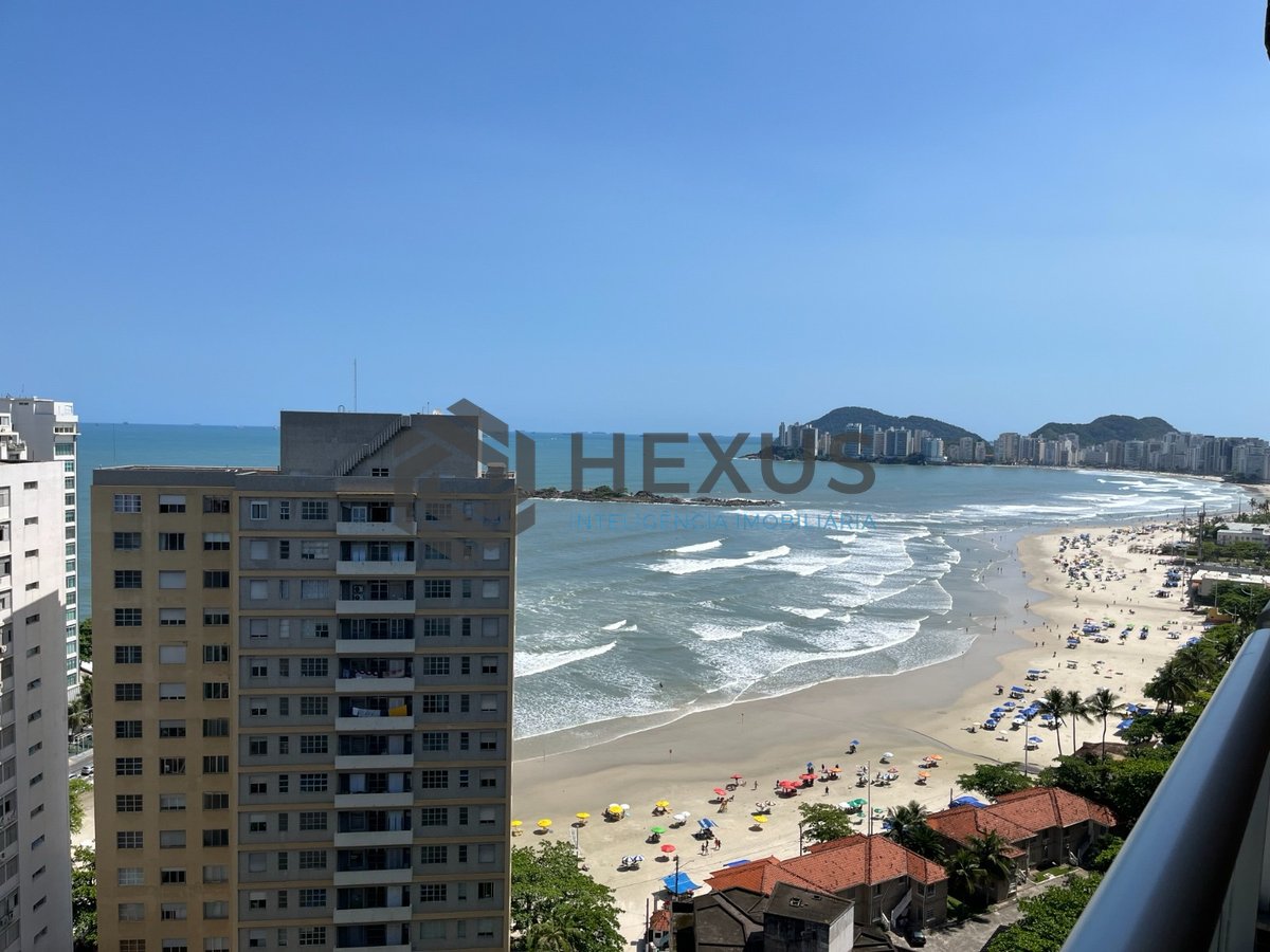 Foto 13 de Apartamento frente mar com varanda vista mar e lazer na Praia das Pitangueiras, Guarujá