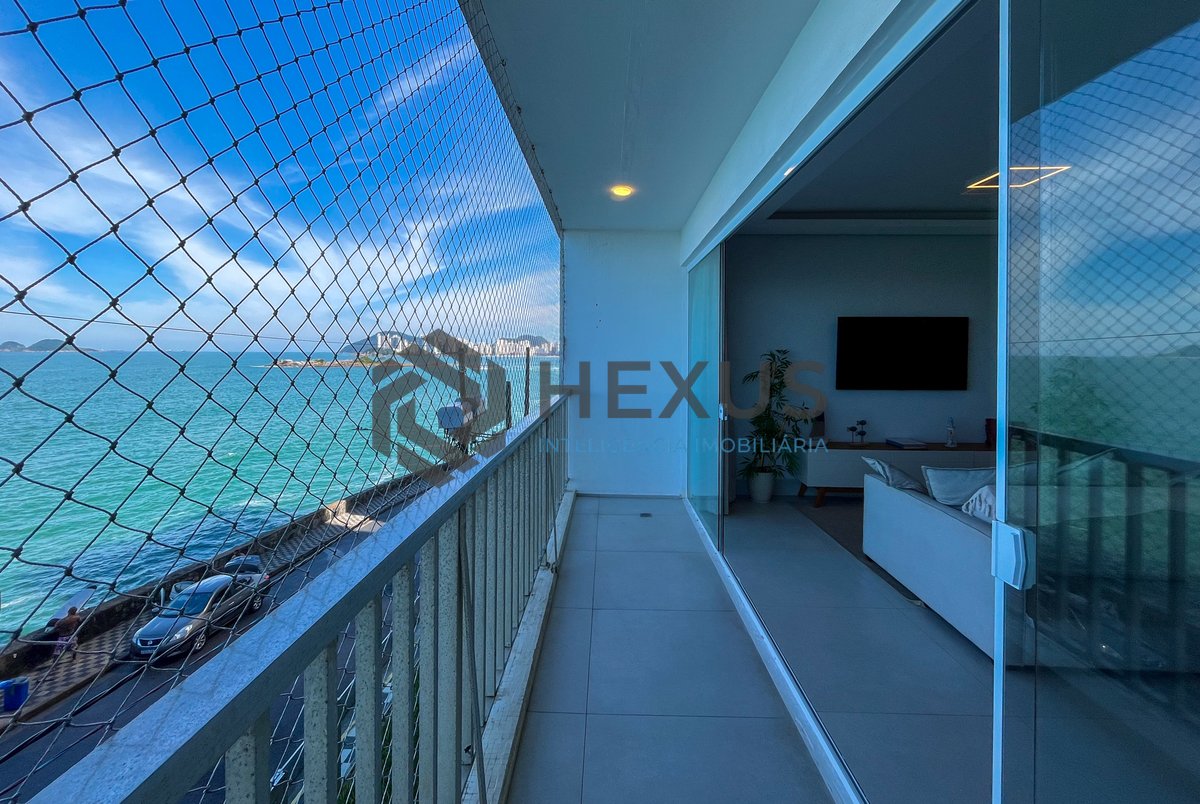 Foto 10 de Apartamento frente mar com varanda vista mar e vaga nas Pitangueiras, Guarujá