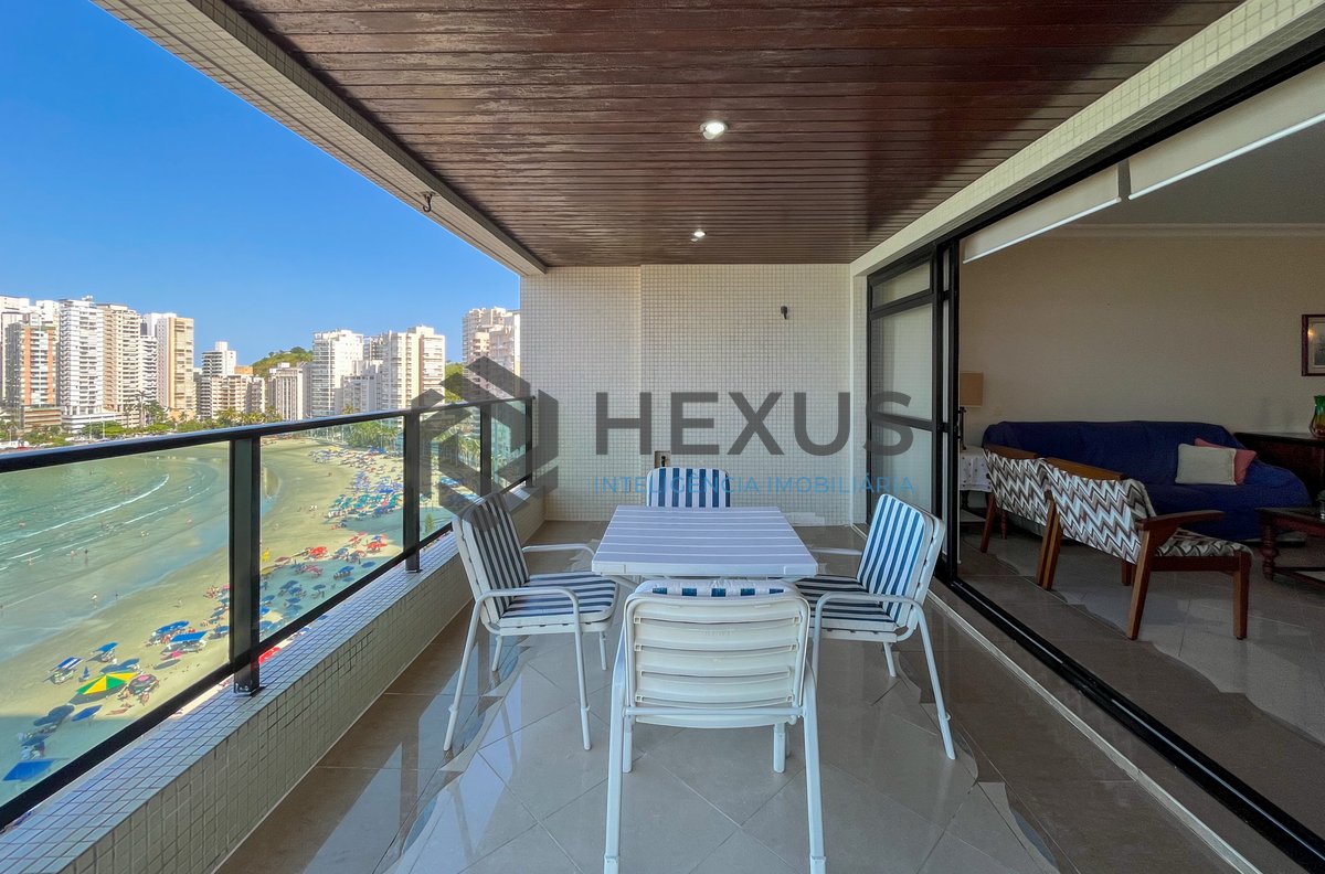 Foto 12 de Apartamento frente mar com varanda e lazer no Jardim Astúrias, Guarujá