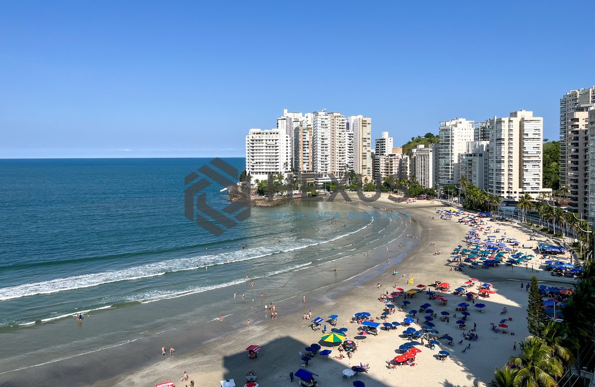 Foto 15 de Apartamento frente mar com varanda e lazer no Jardim Astúrias, Guarujá