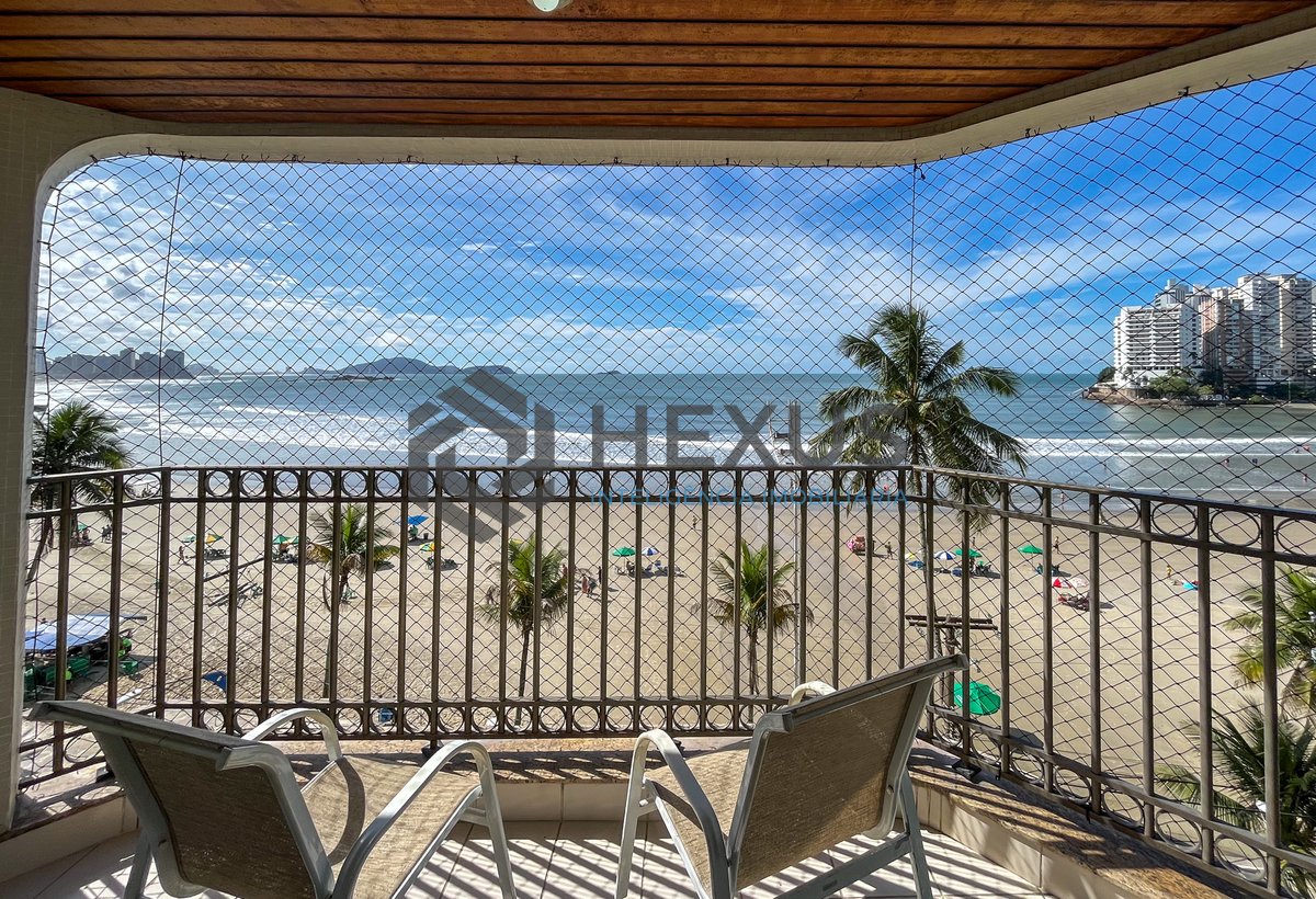 Foto 9 de Apartamento frente mar com varanda vista mar e lazer no Jardim Astúrias, Guarujá